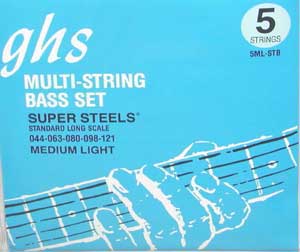 5ML-STB/Струны для бас гитары; нержавеющая сталь; круглая обмотка; (44-63-80-98-121)/GHS